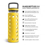 glas trinkflasche schutzhülle gelb