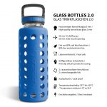 glas trinkflasche silikon 1l blau
