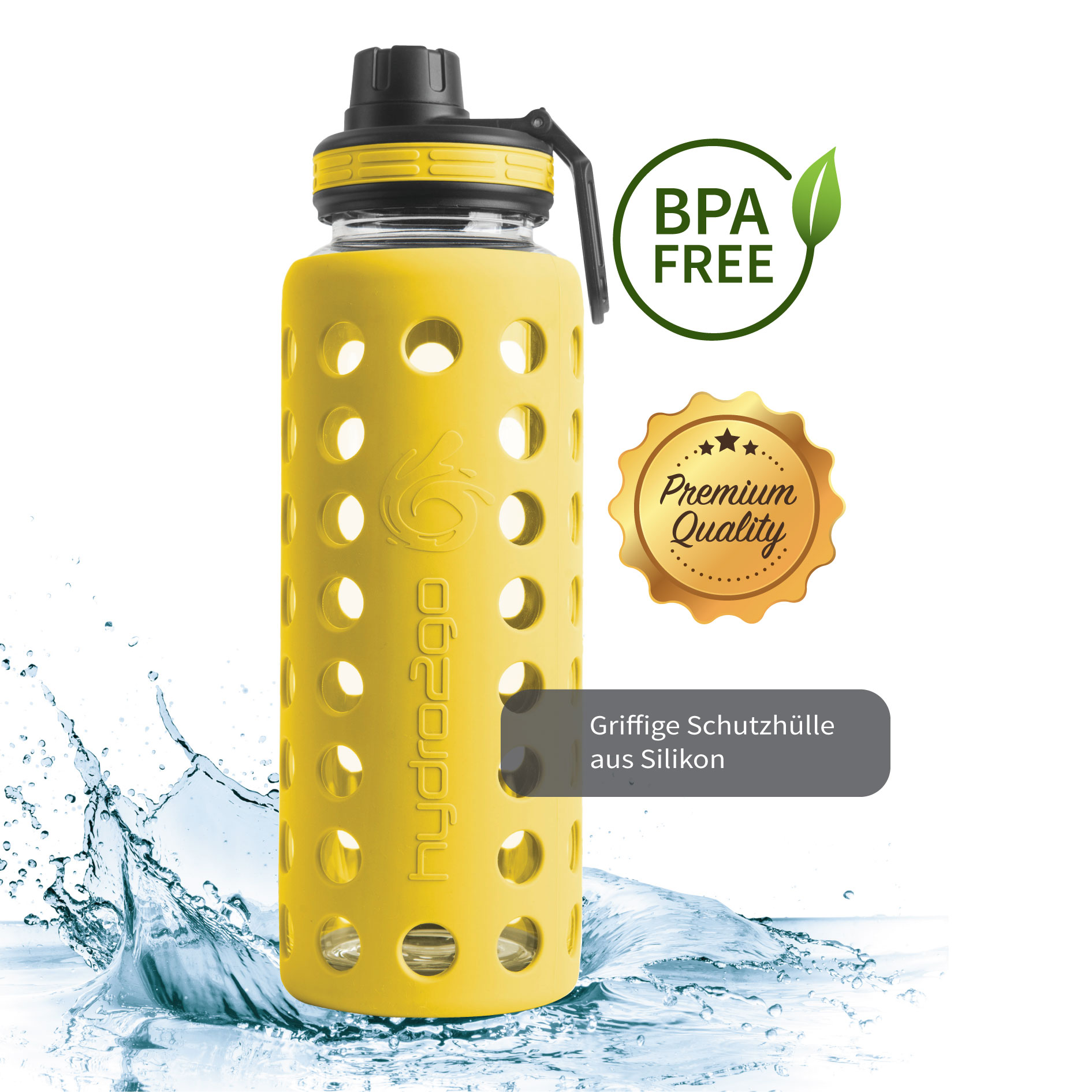 Kunststoff Trinkflasche mit Namensgravur transluzent gelb 0,55l Farbe 